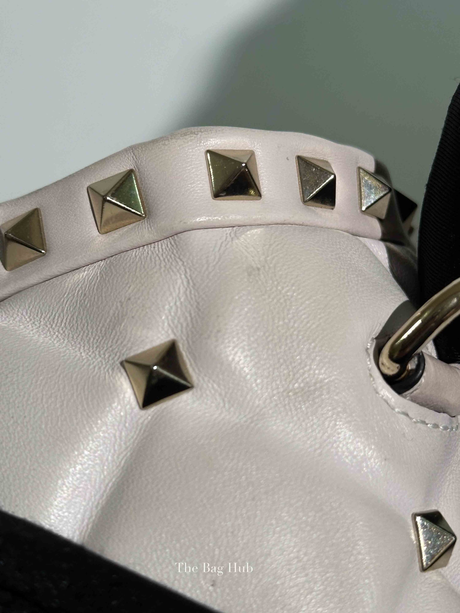 Valentino White Quilted Leather VLTN Candystud Top Handle Bag