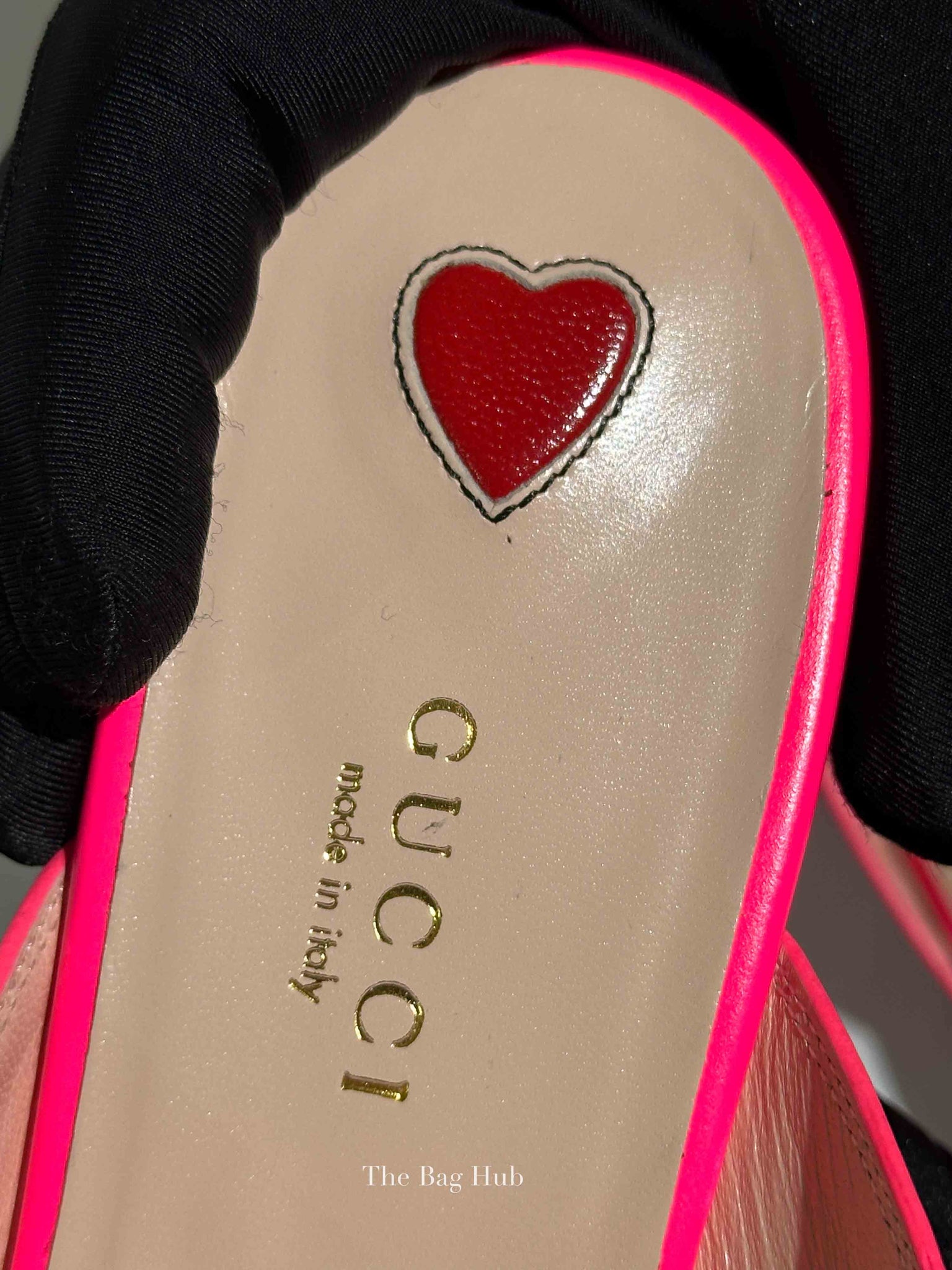 Gucci Fuxia Fluo Calfskin Womens Princetown Mules Size 37