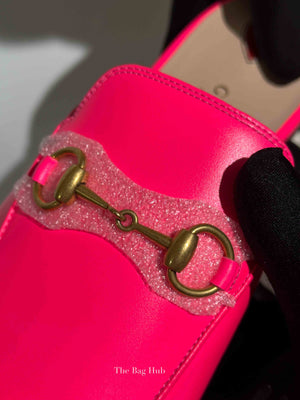 Gucci Fuxia Fluo Calfskin Womens Princetown Mules Size 37
