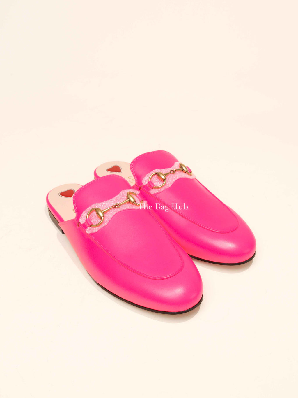 Gucci Fuxia Fluo Calfskin Womens Princetown Mules Size 37