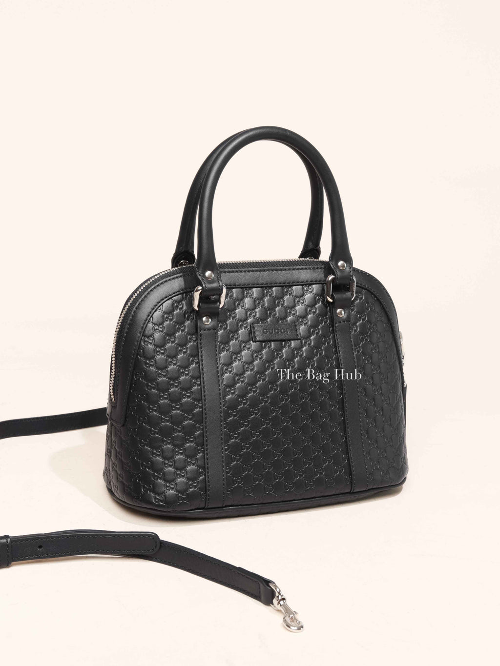 Gucci Black Leather Microguccisima Mini Dome Bag
