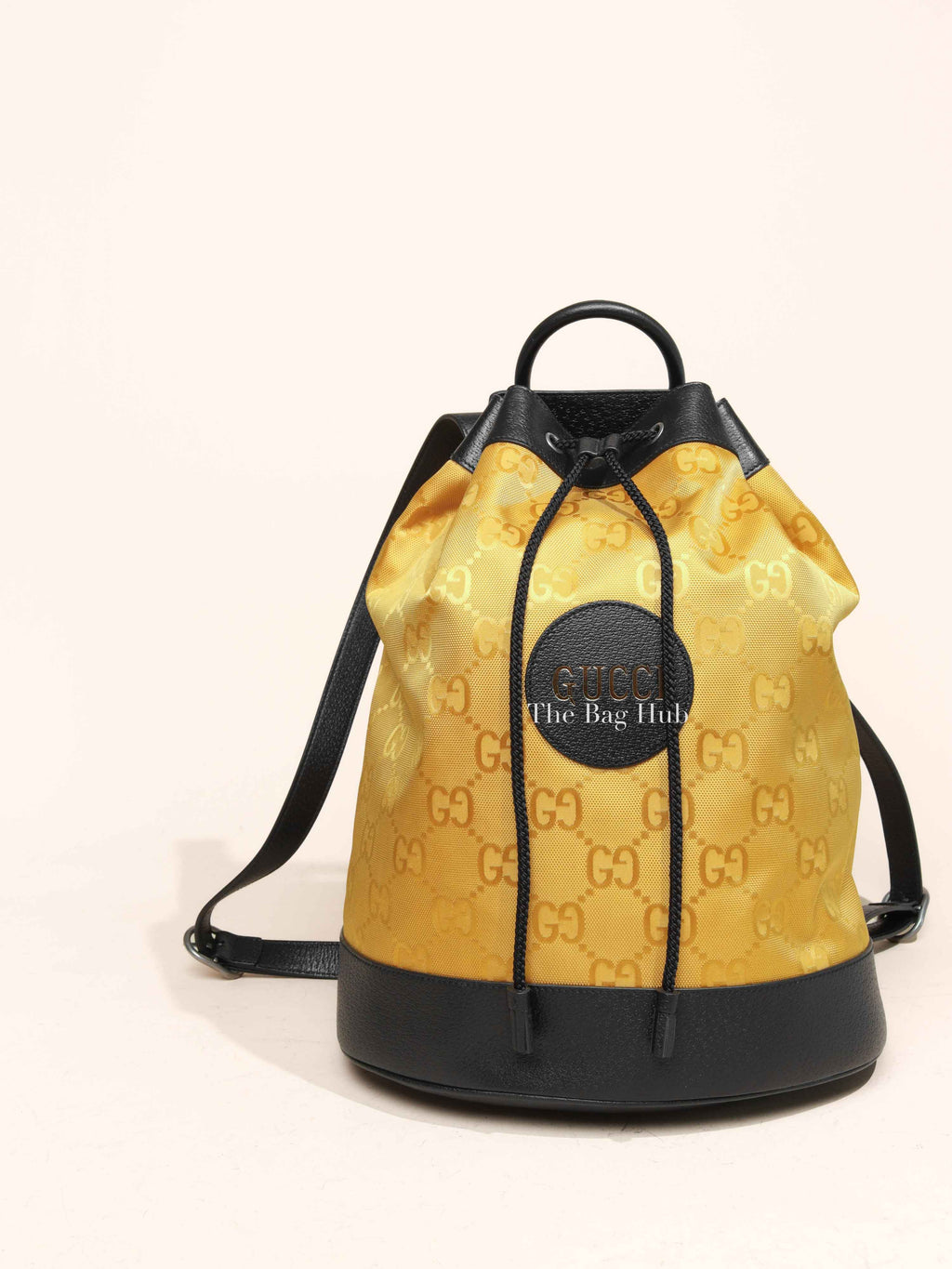 Gucci Yellow Econyl Nylon Monogram Off The Grid Drawstring Bucket Backpack