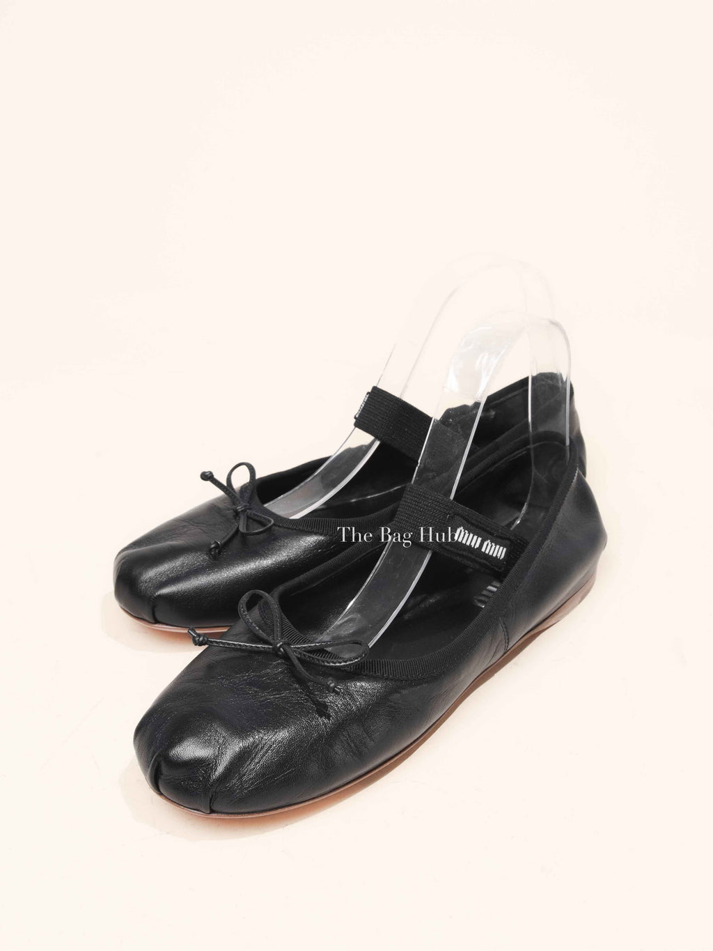 Miu Miu Black Leather Ballerinas Size 38.5