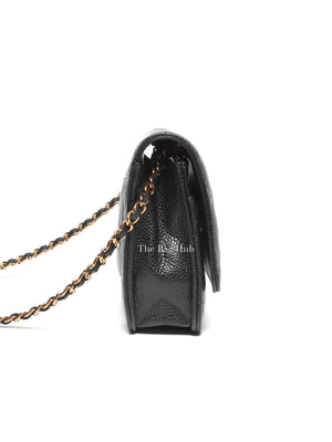Chanel Black Caviar Quilted Wallet on Chain GHW