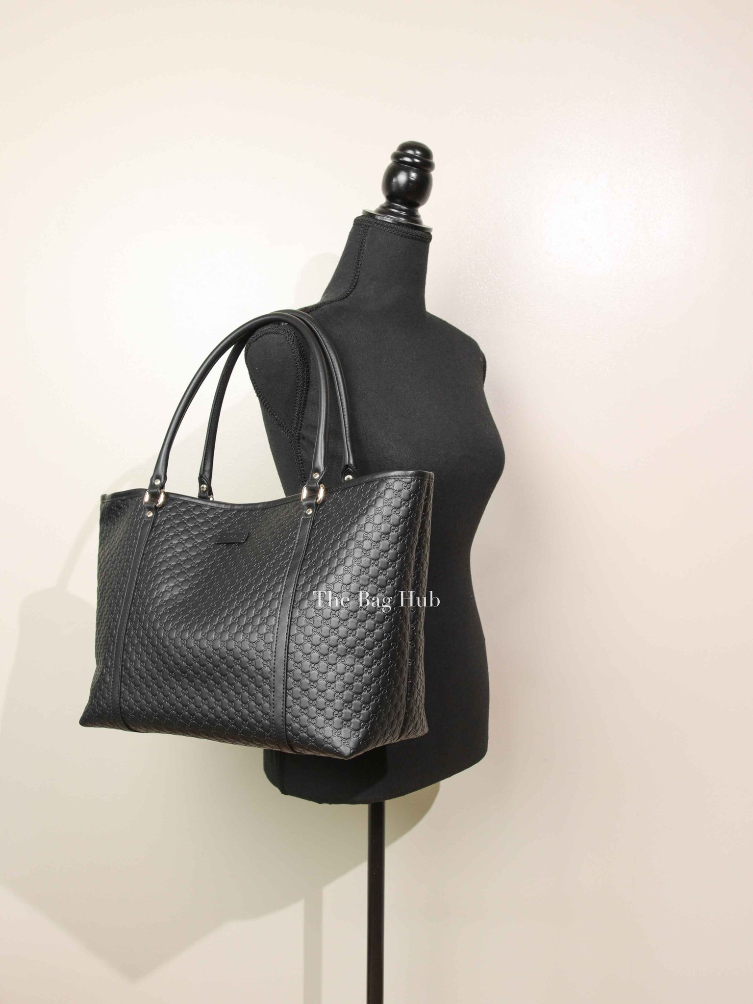 Gucci Black Microguccisima Leather Joy Medium Tote Bag
