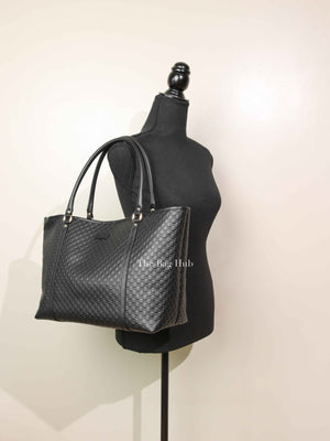 Gucci Black Microguccisima Leather Joy Medium Tote Bag