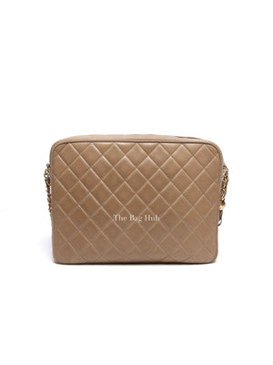 Chanel Beige Lambskin Quilted Front Pocket Medium Camera Bag GHW
