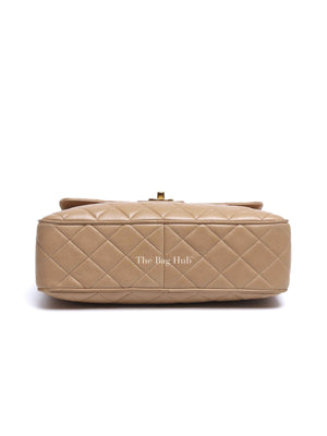 Chanel Beige Lambskin Quilted Front Pocket Medium Camera Bag GHW