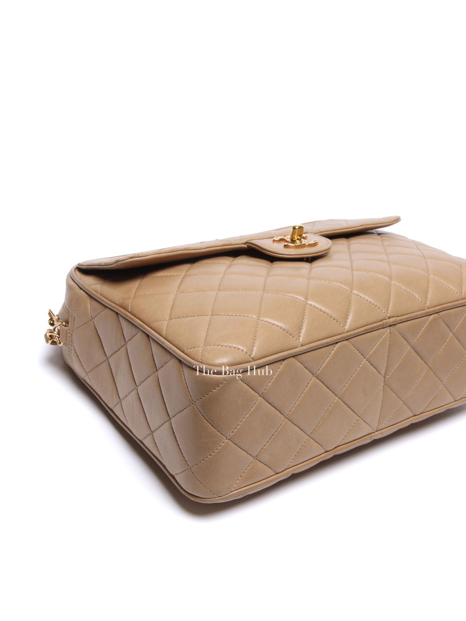 Chanel Beige Lambskin Quilted Front Pocket Medium Camera Bag GHW