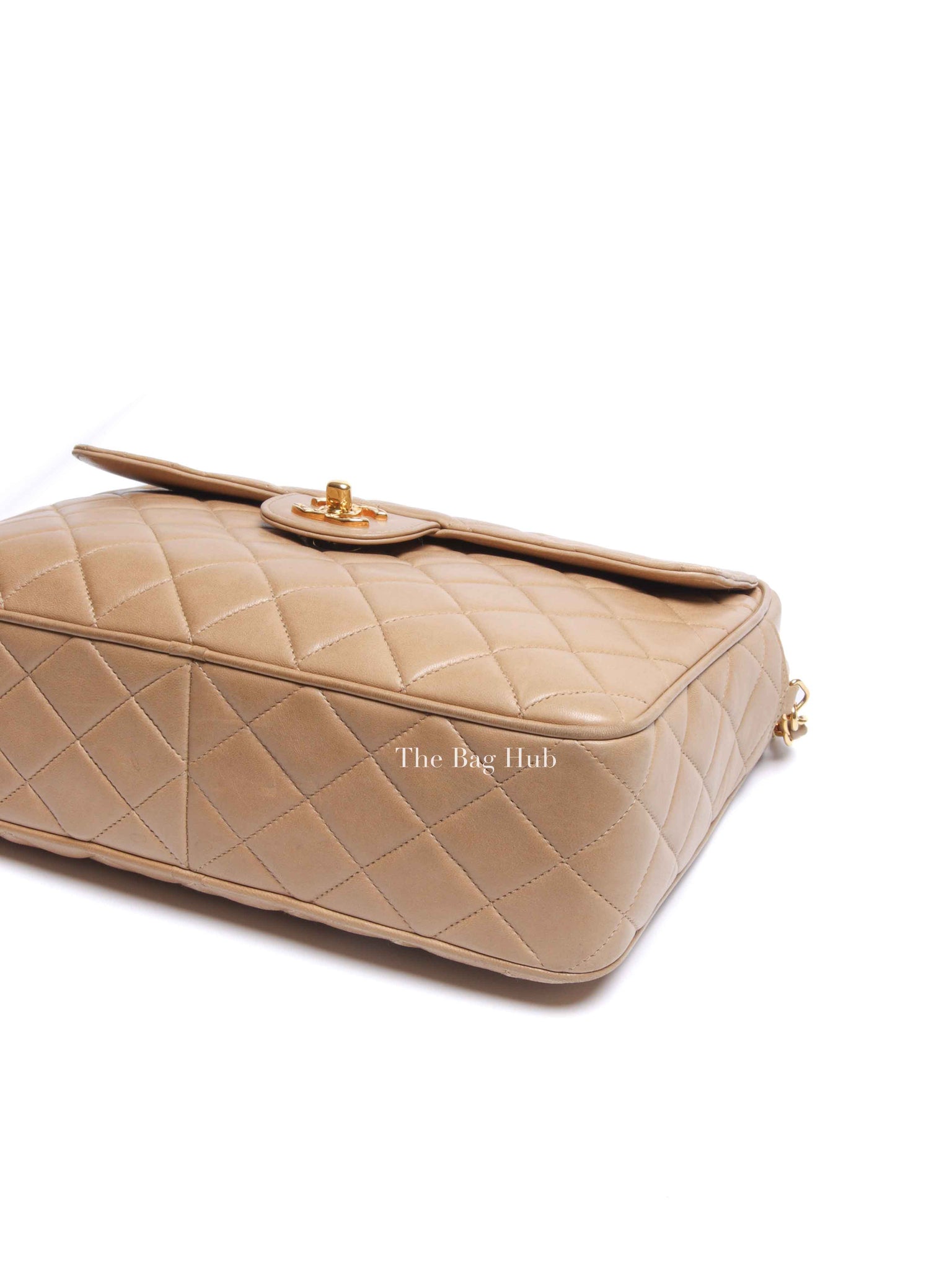 Chanel Beige Lambskin Quilted Front Pocket Medium Camera Bag GHW