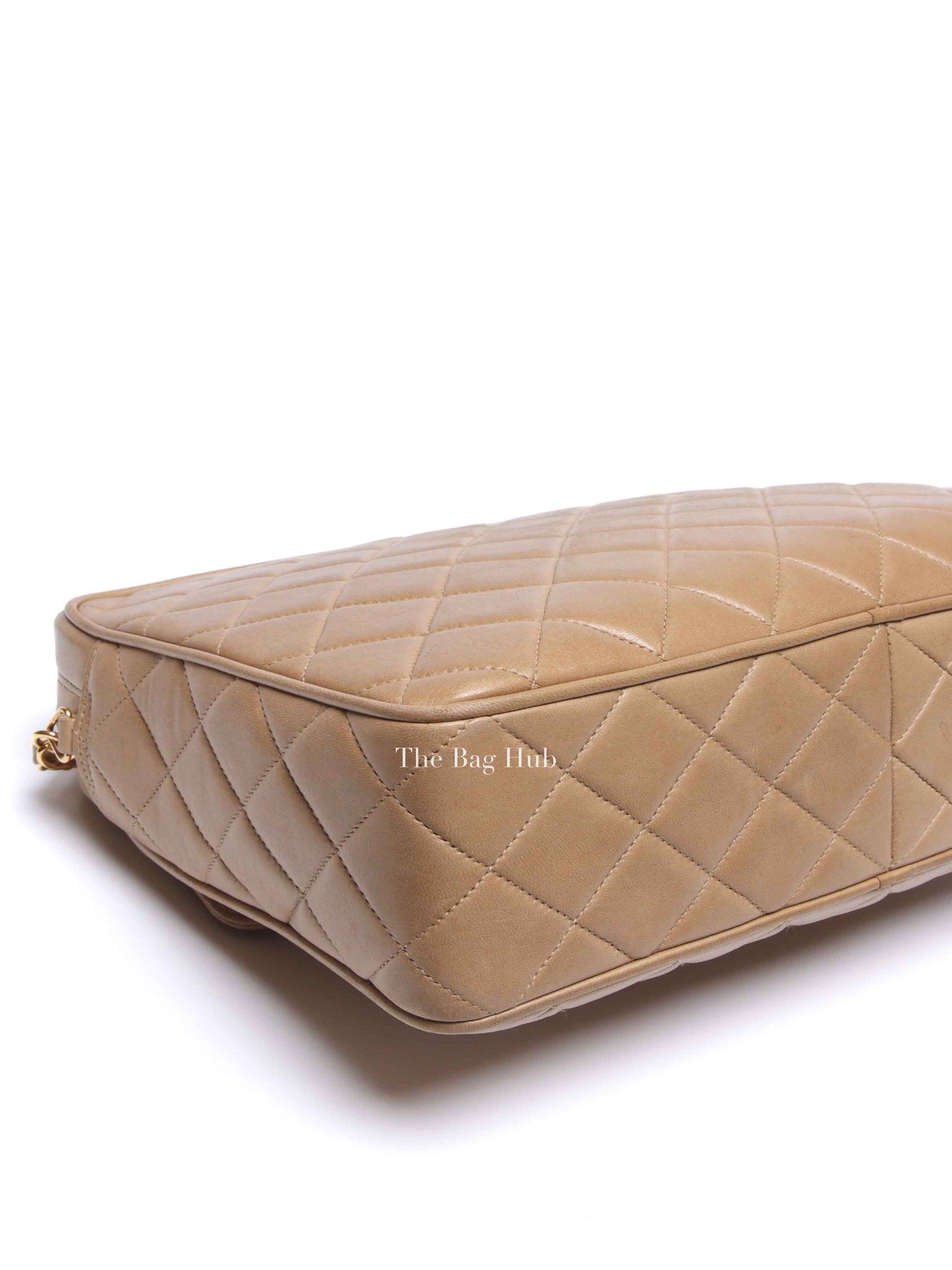 Chanel Beige Lambskin Quilted Front Pocket Medium Camera Bag GHW