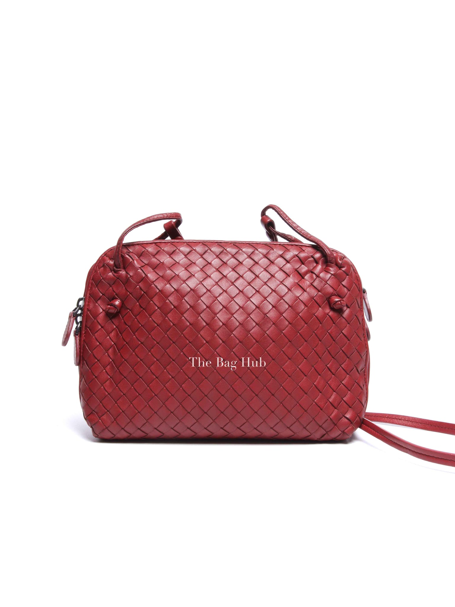 Bottega Veneta Red Intrecciato Leather Nodini Crossbody Bag
