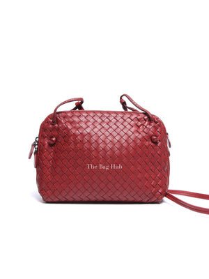 Bottega Veneta Red Intrecciato Leather Nodini Crossbody Bag