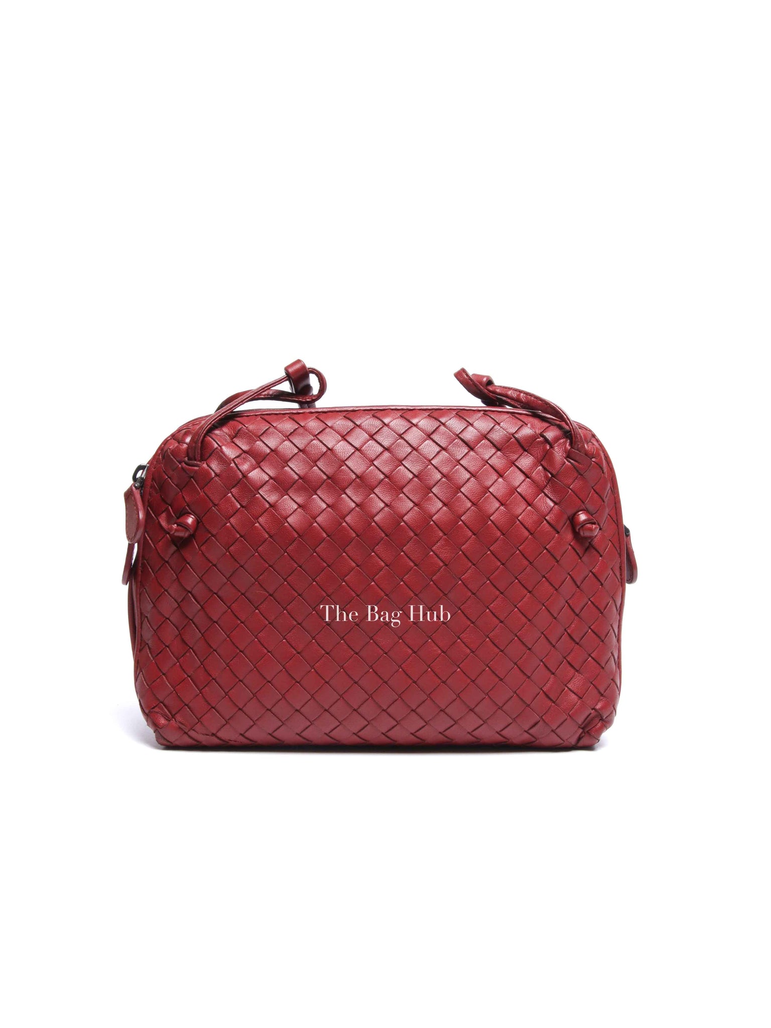 Bottega Veneta Red Intrecciato Leather Nodini Crossbody Bag