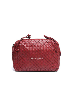 Bottega Veneta Red Intrecciato Leather Nodini Crossbody Bag
