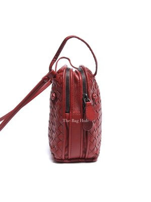 Bottega Veneta Red Intrecciato Leather Nodini Crossbody Bag