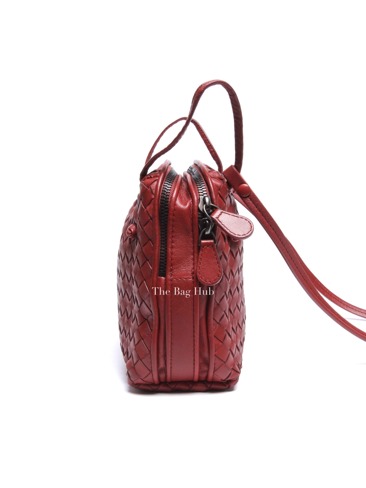 Bottega Veneta Red Intrecciato Leather Nodini Crossbody Bag