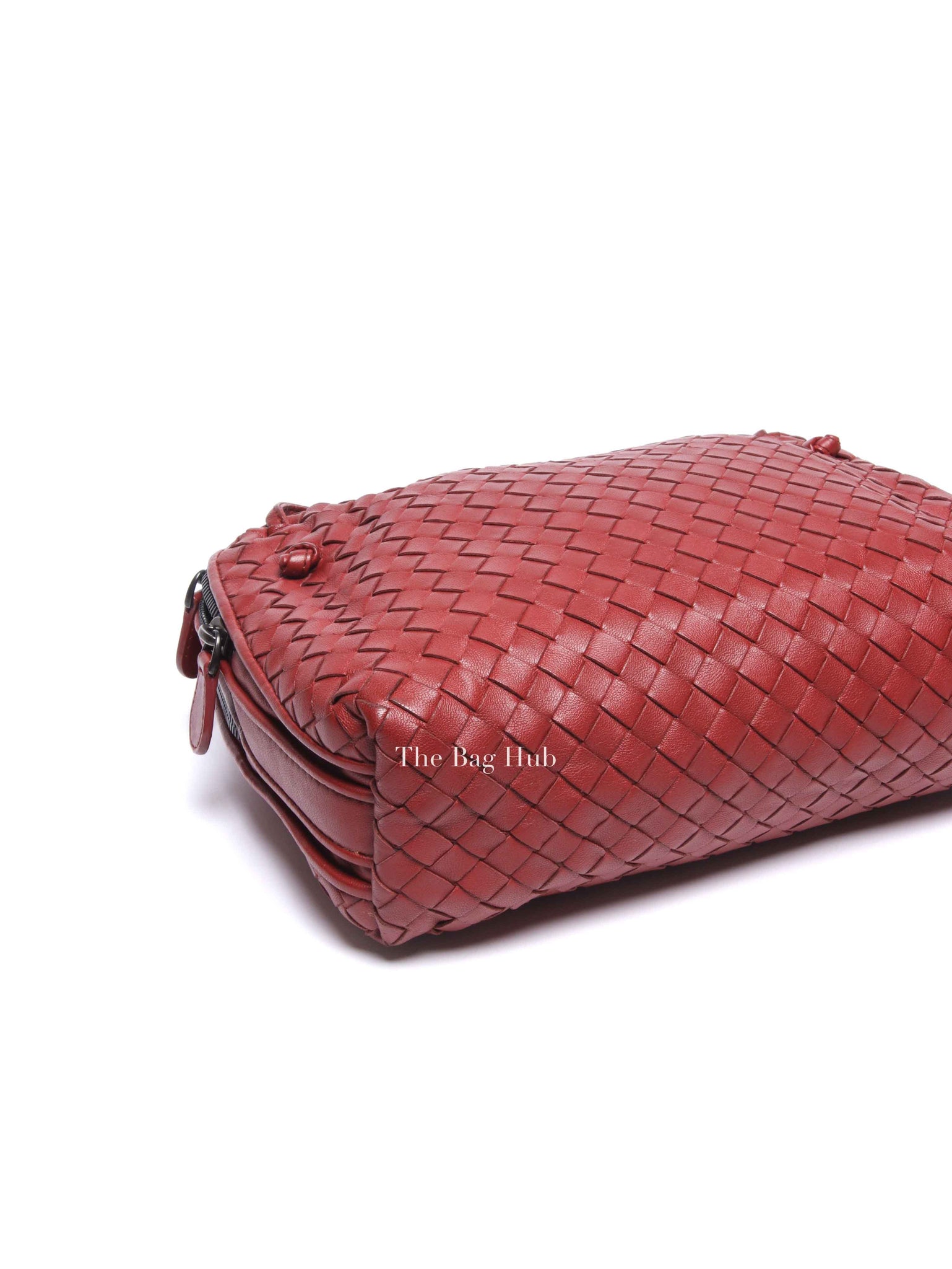 Bottega Veneta Red Intrecciato Leather Nodini Crossbody Bag