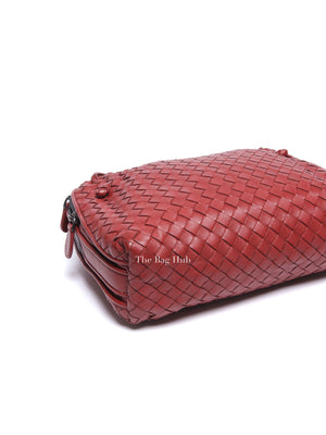 Bottega Veneta Red Intrecciato Leather Nodini Crossbody Bag