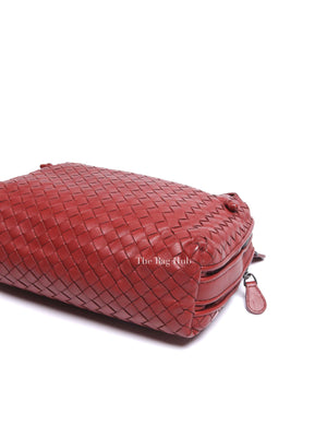 Bottega Veneta Red Intrecciato Leather Nodini Crossbody Bag