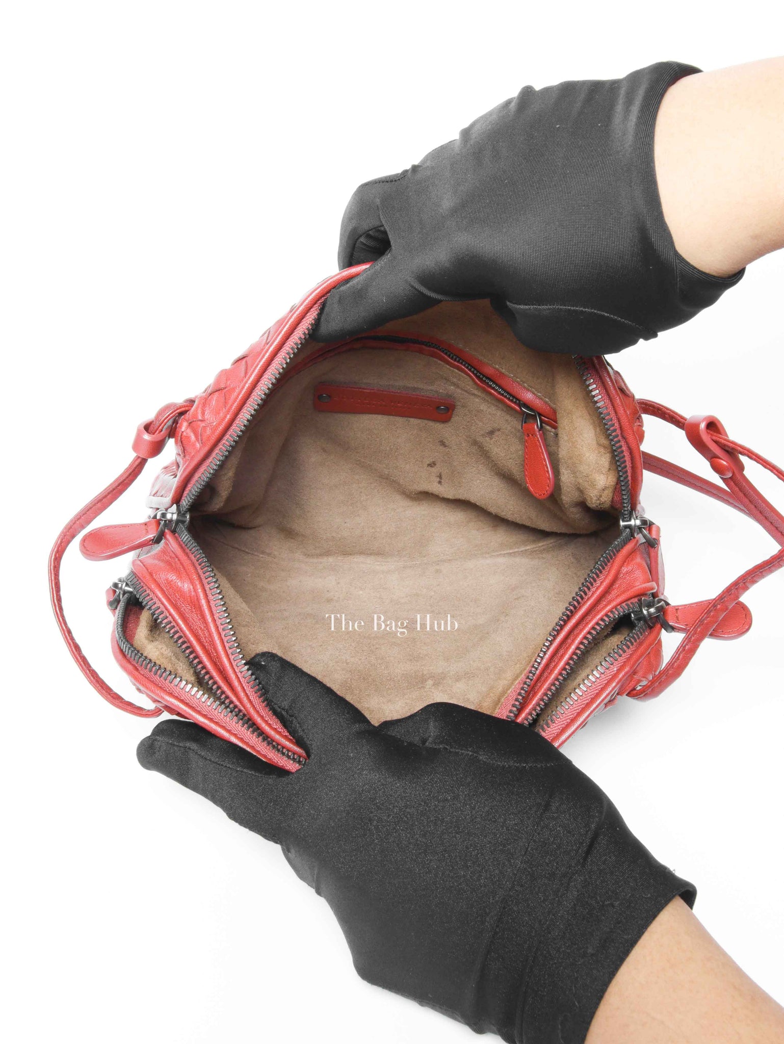 Bottega Veneta Red Intrecciato Leather Nodini Crossbody Bag