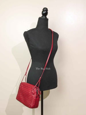 Bottega Veneta Red Intrecciato Leather Nodini Crossbody Bag
