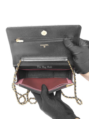 Chanel Black Caviar Quilted Wallet on Chain GHW