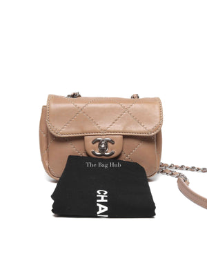 Chanel Beige Lambskin Stitched Mini Flap Bag SHW