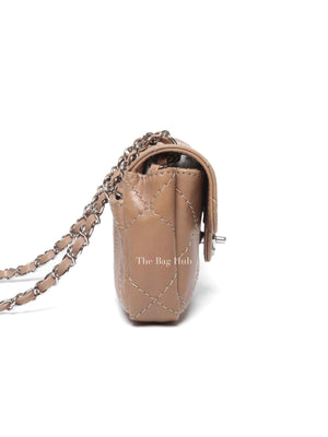 Chanel Beige Lambskin Stitched Mini Flap Bag SHW