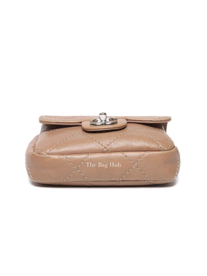 Chanel Beige Lambskin Stitched Mini Flap Bag SHW