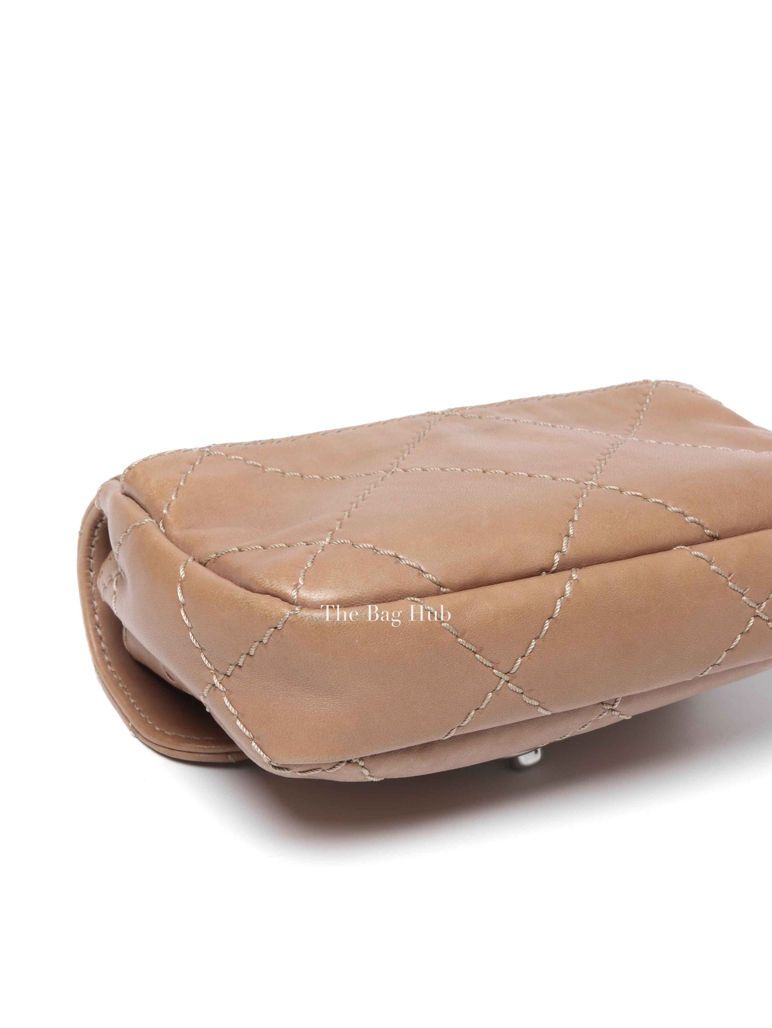 Chanel Beige Lambskin Stitched Mini Flap Bag SHW