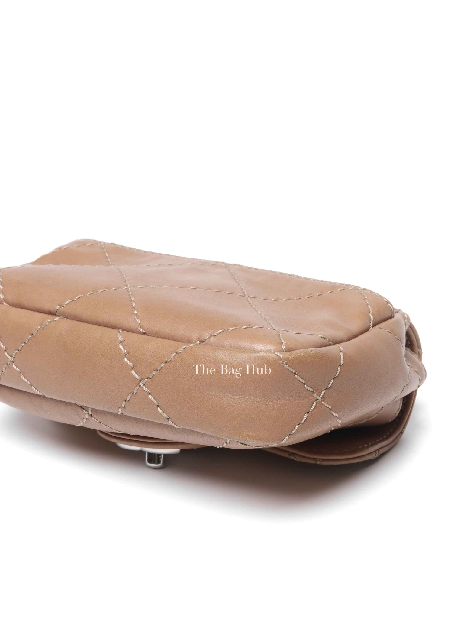 Chanel Beige Lambskin Stitched Mini Flap Bag SHW