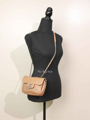 Chanel Beige Lambskin Stitched Mini Flap Bag SHW