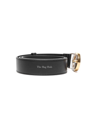 Gucci Black Plutone Calfskin Interlocking G 30mm Belt 80/32