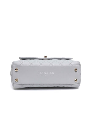 Chanel Light Gray Caviar Lizard Embossed Quilted Mini Coco Handle Flap Bag GHW