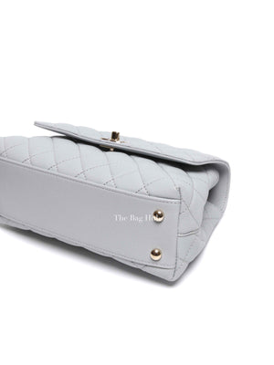 Chanel Light Gray Caviar Lizard Embossed Quilted Mini Coco Handle Flap Bag GHW