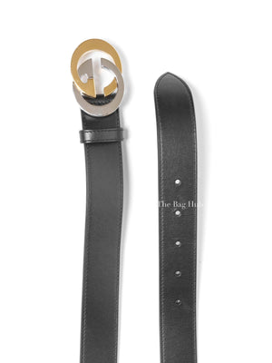 Gucci Black Plutone Calfskin Interlocking G 30mm Belt 80/32