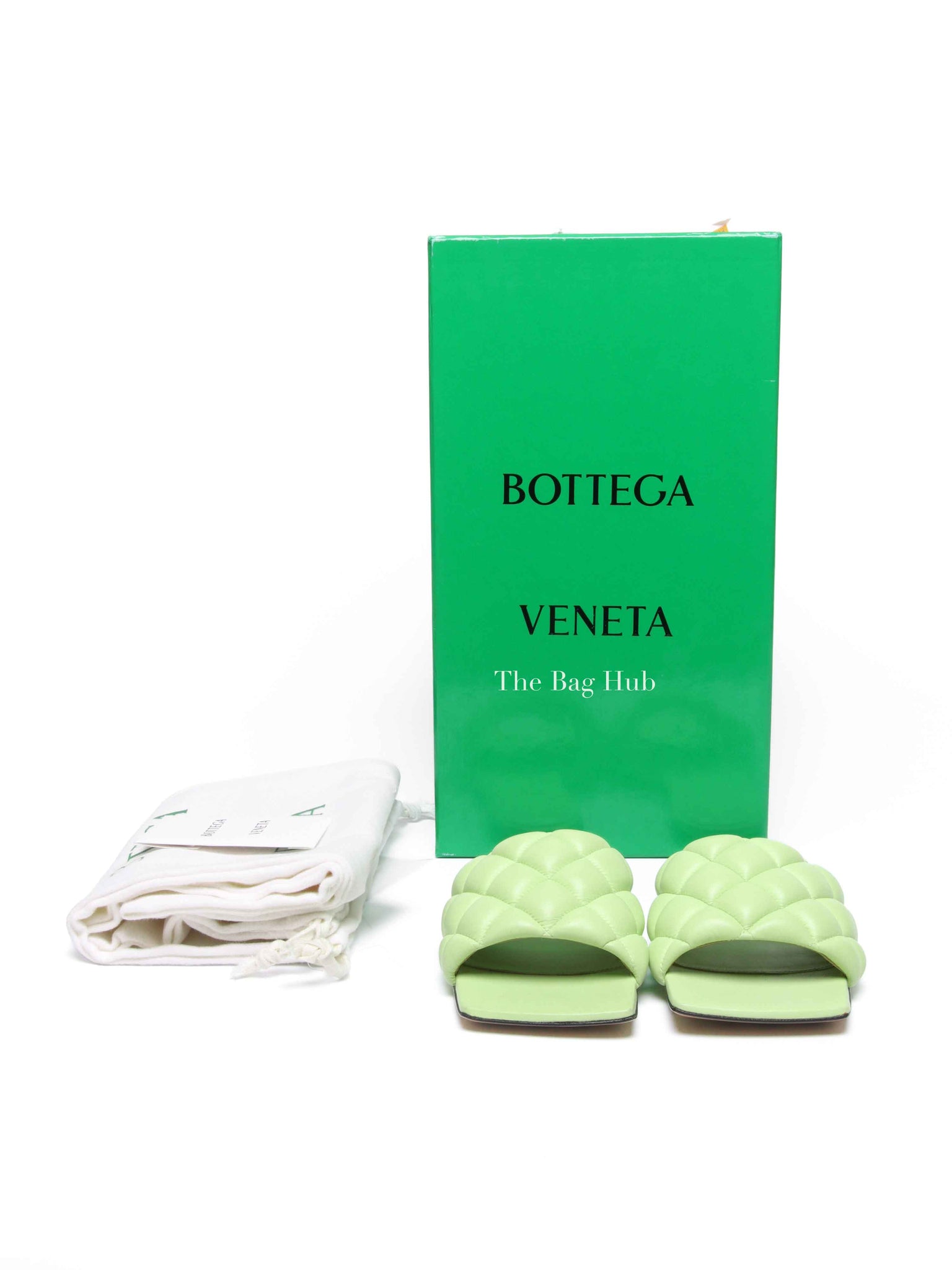 Bottega Veneta Mint Green Quilted Padded Flat Sandals Size 35.5