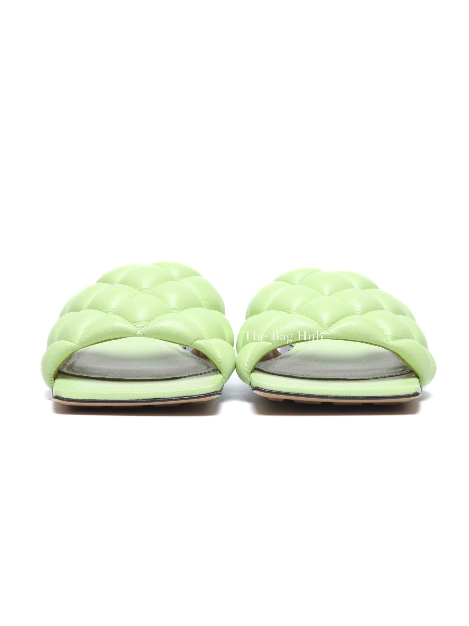 Bottega Veneta Mint Green Quilted Padded Flat Sandals Size 35.5