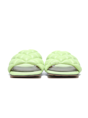 Bottega Veneta Mint Green Quilted Padded Flat Sandals Size 35.5