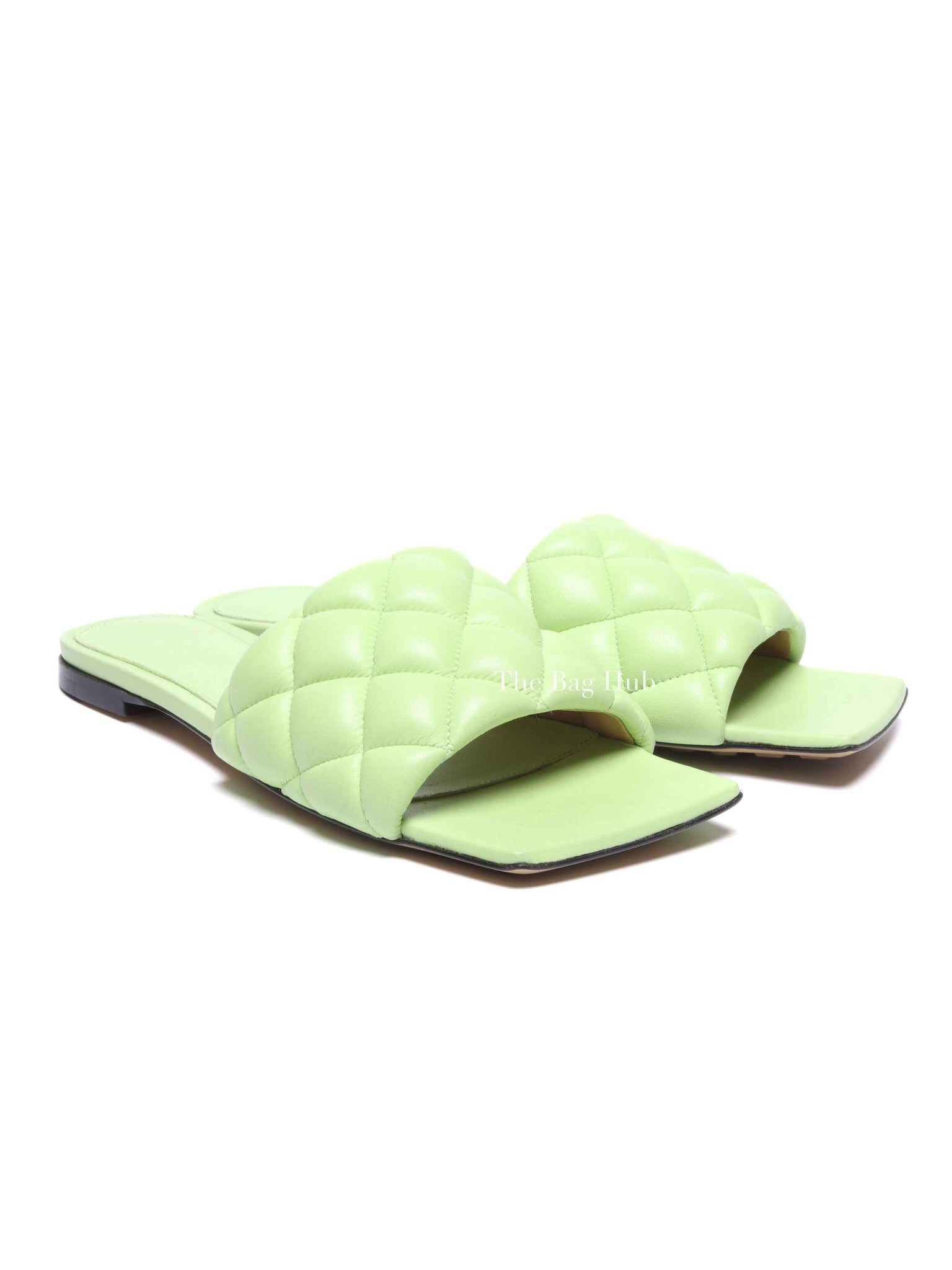Bottega Veneta Mint Green Quilted Padded Flat Sandals Size 35.5