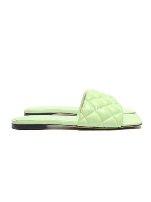Bottega Veneta Mint Green Quilted Padded Flat Sandals Size 35.5