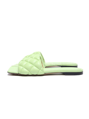 Bottega Veneta Mint Green Quilted Padded Flat Sandals Size 35.5