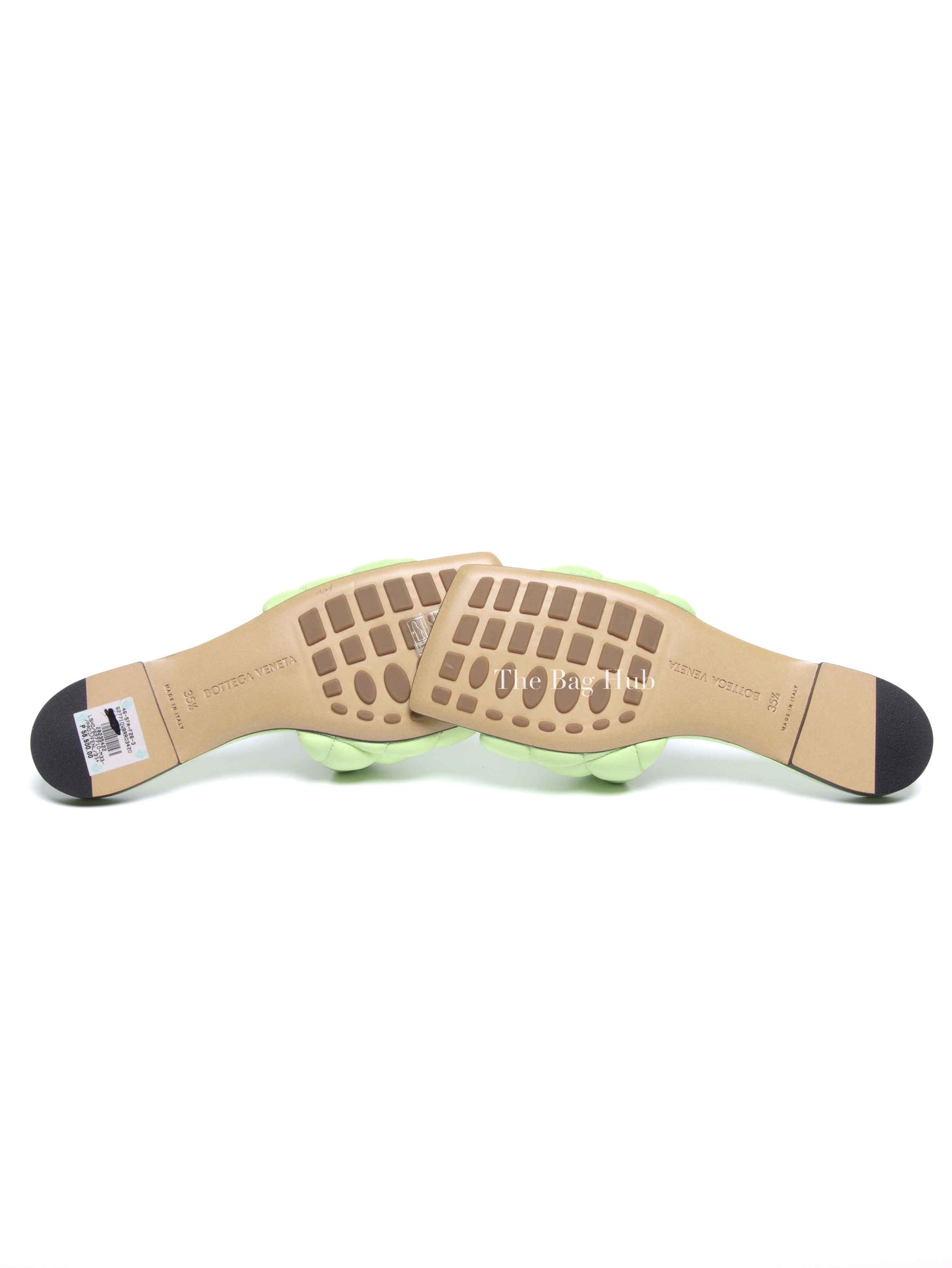 Bottega Veneta Mint Green Quilted Padded Flat Sandals Size 35.5