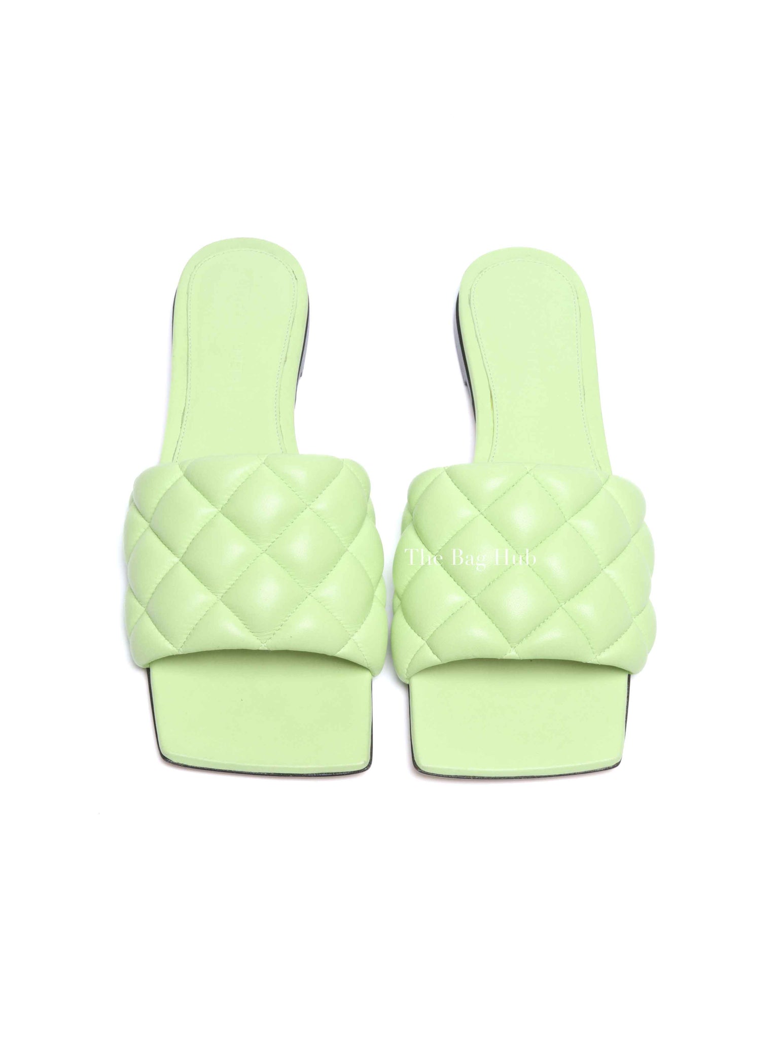 Bottega Veneta Mint Green Quilted Padded Flat Sandals Size 35.5