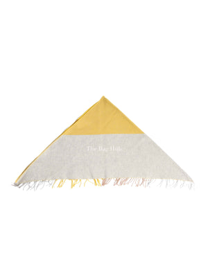 Burberry Yellow Beige Cashmere Triangular Fringed Scarf