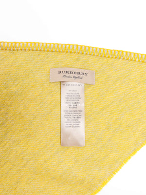 Burberry Yellow Beige Cashmere Triangular Fringed Scarf