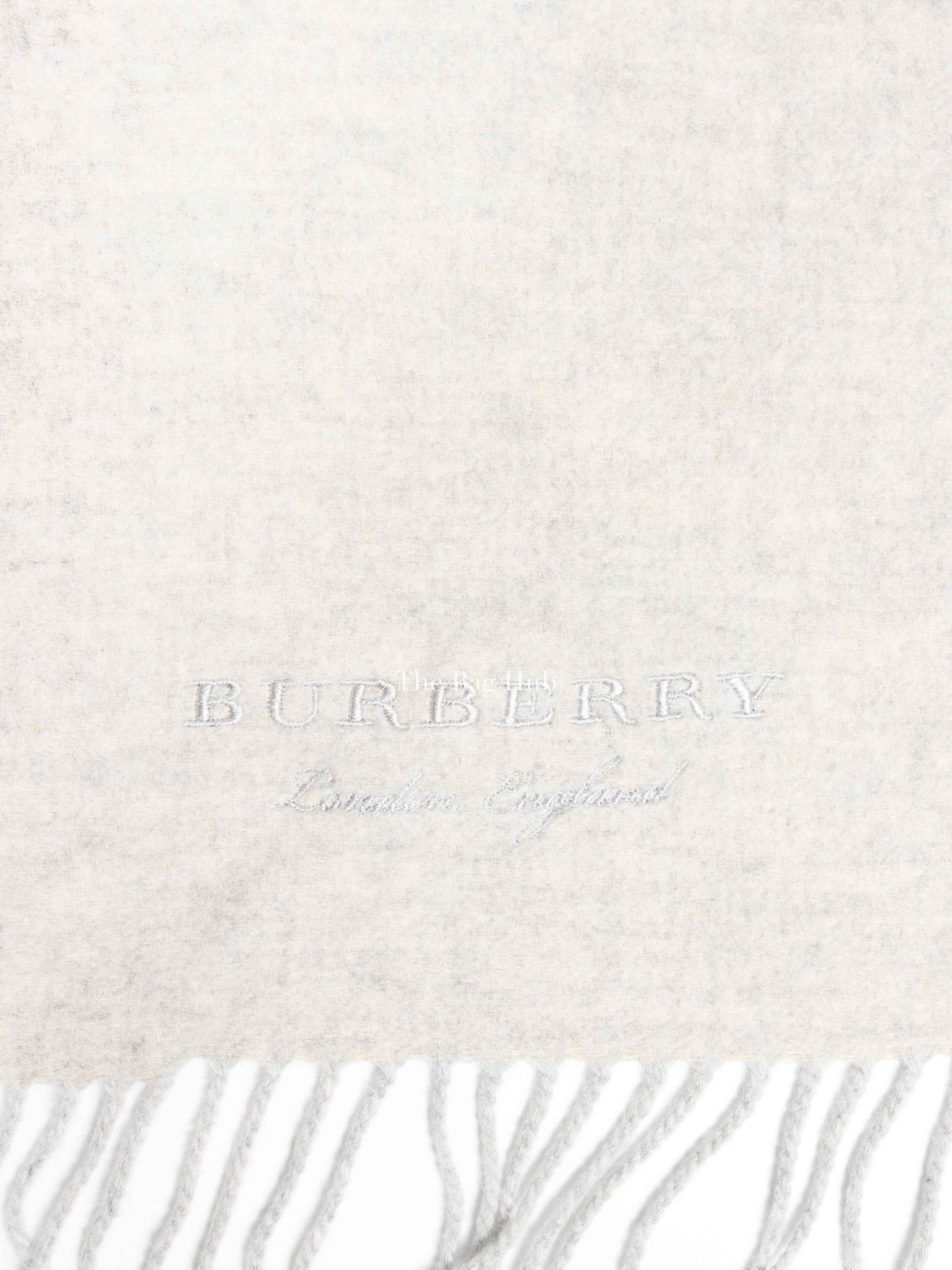 Burberry Yellow Beige Cashmere Triangular Fringed Scarf
