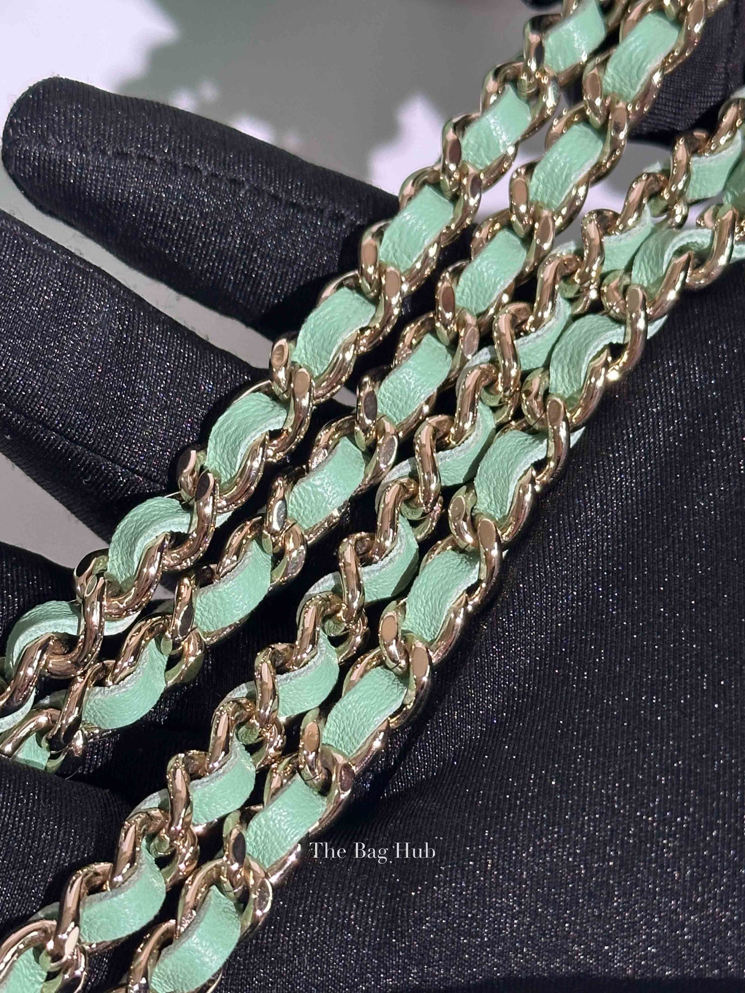 Chanel Mint Green Lambskin Quilted Small Top Handle Vanity Case With Chain GHW