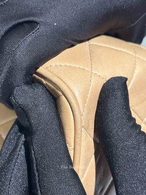 Chanel Beige Lambskin Quilted Front Pocket Medium Camera Bag GHW